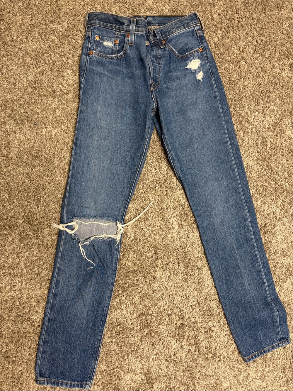 Levi Strauss & Co. 501 S Skinny Boys Jeans Size 8 Blue Denim Button Fly